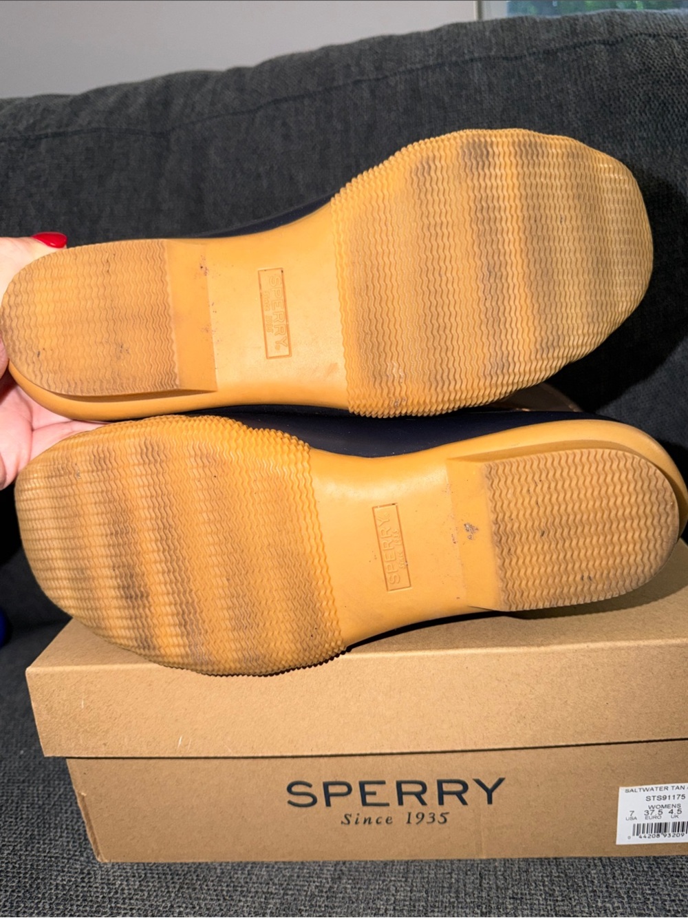 Women’s Brown & Navy Sperry Duck Boots - size 7 - Picture 8 of 8
